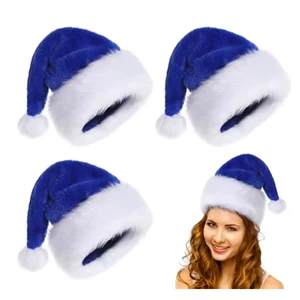PESENAR Plush Holiday Christmas Santa Hats Short Plush Claus Cap with Lined Unisex Velvet Comfort Xmas Hat Thicken Plush