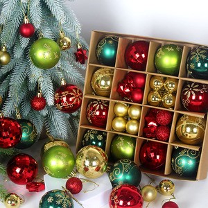 New Arrival 44-Piece Set Colorful Painted Paper Boxes 3-6cm Electroplated Christmas Tree Hanging Decorations Ball Tree Ornaments
