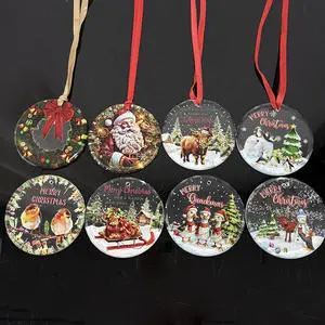 Personalized Uv Printing Christmas Glass Ornament Crystal Xmas Christmas Glass Ornament