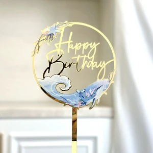 New Design Colorful Flower Acrylic Birthday Cake Topper