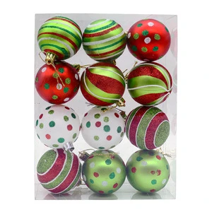 Hot Selling 12PCS Glitter Electroplated Christmas Ball Set Hanging Tree Ornaments for Xmas Tree Decoration