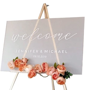 Mr and Mrs European Style Acrylic Wedding Sign Rectangle Clear Customized Shape Welcome to Our Wedding Carton Packed