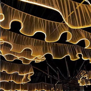 Wedding Party Supply Decoration Hanging LED Light Ceiling Wedding Fabric Drapes for Wedding S Shape Hanging Curtain Ceiling