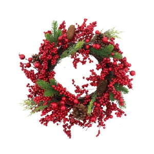 Christmas Wreath Holiday Flowers Garland Door Decor Christmas Simulation Natural Berries Wreath