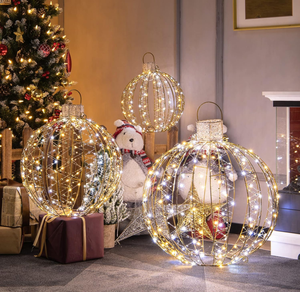 3 Pack Christmas LED Light Balls Tree Lighted Sphere 180 Warm White Lights Outdoor Decor Holiday Lighted Decorations