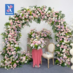 Promise Wholesale Silk Flowers Wedding Arch Stand with Plastic Components Model PFA-136 for Wedding Backdrop Decoration