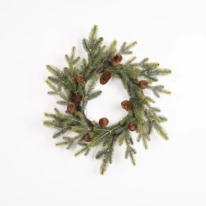 Pine Cone Christmas Wreath Decoration 30cm Synthetic Rattan Wall Hanging Traditional Italian Festive Garlands & Wreaths