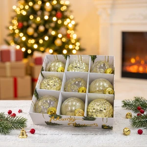 High Quality 2.35-inch 9-piece UV Shatterproof Plastic Balls Christmas Tree Halloween Holiday Ornaments Hanging Customizable