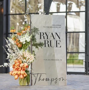 Silver Mirror Acrylic Wedding Welcome Sign - Reception Signage - Wedding Decorations - Last Name Custom Welcome Wedding Sign
