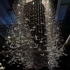 Crystal Butterfly and Pearl Curtain Aerial Hanging Decoration Wedding Corridor Creative Ceiling Ceiling Decoration