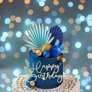 Bohemian Blue-Themed Cake Decorating Supplies Party Cake Accessories for Stylish Decorations
