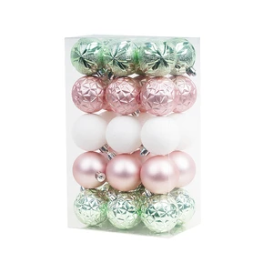 Wholesale OEM Customized Plastic Mint Green pink White Holiday Weddings Party Christmas Tree Hanging Ornaments Balls Set