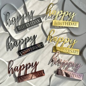 Cross-border Instagram-style Reusable Eco-Friendly Acrylic Cake Decorations for Happy Birthday & Anniversary Party Supplies