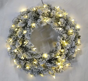 24'' PRELIT PVC TIPS WREATH W/FLOCKING