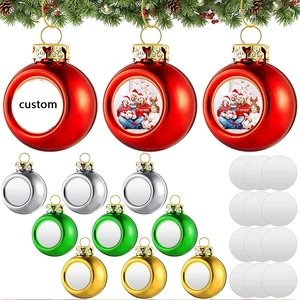 Wholesale Custom Personalized Plastic Christmas Decorations Ball Sublimation Blank Christmas Tree Ornaments Balls