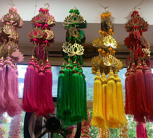 Multicolor Indian Handmade Lotus Tassel Garlands Indian Wedding Stage Decor Festive Decoration Backdrop Hanging Strings