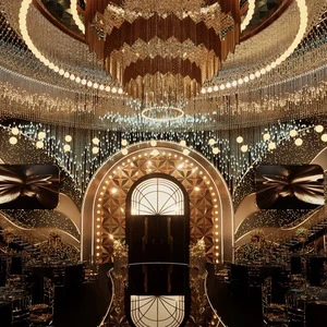 Custom Large Luxury LED Wedding Decor Chandelier Light for Banquet Hall Hotel Wedding Remote Control with Adjustable Height