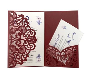 Custom Logo Printed Luxury Hollow Out Window Envelope Laser Cut Paper Invitation Card Packaging for Wedding Invitations