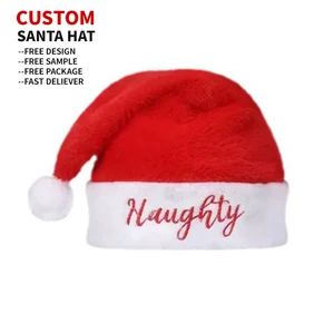 Red White Xmas Hat Santa Cap Winter Warm Plush Headwear Party Costume Decoration for Adults Kids Holiday Accessory Christmas Hat