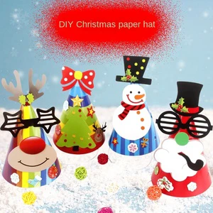 QF Customization Dress up Paper Hat Kindergarten Children Handmade Creative Santa Claus Santa Claus DIY Hat Christmas Hat