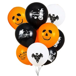 Inflatable Halloween Mixed Colour Orange Black Ballon Custom Pumpkin Head Ghost Skull Blood Splatter Latex Balloon With Print
