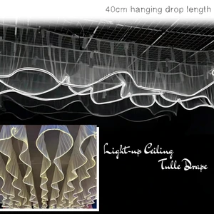 Hot Sale LED Wedding Ceiling Drape with Light Hall Ceiling Hanging Curtain for Wedding Reception Event Stage Decor