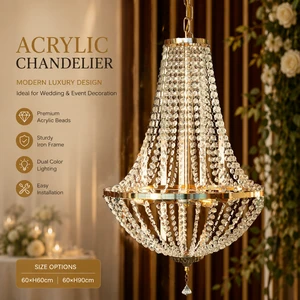 Luxury Modern Wedding Ceiling Acrylic Iron Chandelier Hanging Pendant Light Wedding Table Decor Centerpieces Crystal Decoration