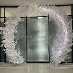 SMS New Customized Professional Wedding Arch With White Leaves and Light Strip for Wedding Event Walkway Decoration