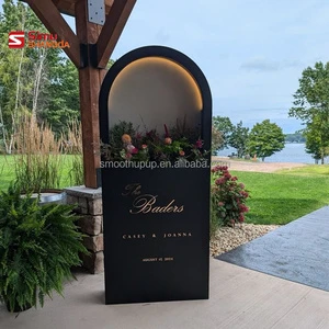 Custom Logo Black Name LED Wedding Welcome Sign Backdrop for Wedding Decoration