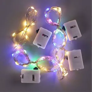 Led Copper Wire String Light Fairy Lights White IP44 Indoor 1m Battery Operated Wedding Gift Holiday Decorative Lighting