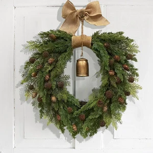 New Christmas Bells Wreath Bow Natural Material Home Decorations Christmas Wreath