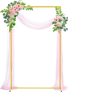 2x1.2 m Square Wedding Arch Backdrop Holder Gold Metal Balloon Arch for Wedding Birthday Party Garden Event Christmas Decoration