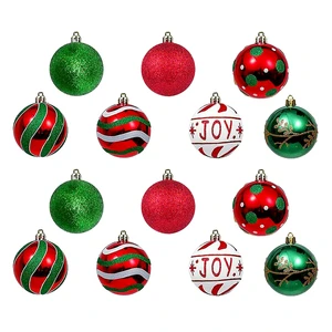 Custom Christmas Tree Ornaments with Red Gold White Plastic Balls Personalized LOGO Gifts Decor Hanging Christmas Balls with Box