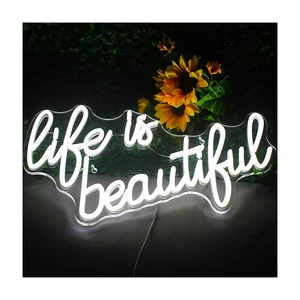 Custom Neon Sign Wedding Party Drop Shipping Acrylic Material 2-Year Warranty Light Logo Life Is Beautiful Decoracion Lettering