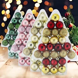 New 24-Piece Christmas Ball Plastic Ornament Set Xmas Tree Hanging Balls for Festivals Weddings Parties-for Decorations
