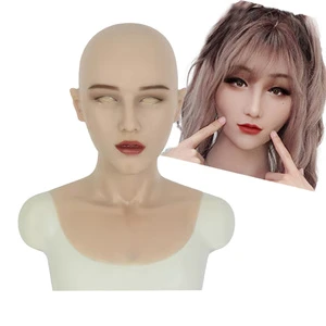 Transgender Silicone Mask Custom Realistic Facemask Real Skin Face With Beauty Makeup Halloween Party Mask Cosplay TS