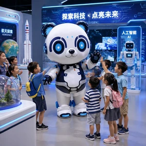 Aero Events Decoration Inflatable Interactive Cartoon Panda Full Body Customized Inflatable Mascot Costume