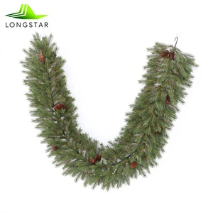 Lifelike Green Pine Christmas Wreath and Garland With Pinecones Artificial Xmas Door Decor