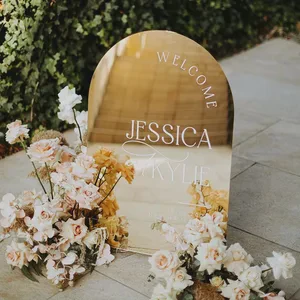 Custom Wedding Welcome Sign Mirror Acrylic Welcome Sign Welcome to Our Wedding Sign Arched Wedding Decoration