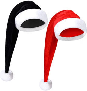 0.75m Long Christmas Hat Multi-colored Plush Chidren Christmas Hat for Christmas Decorations