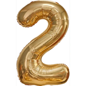 Party Love Number 2 Gold Foil Balloon 1M Metallic Birthday Kids Party Decoration