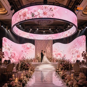 Luxury Indoor Wedding S Curve Flexible Rental Led Display Screen Seamless Stage Backdrop For Banquet Hall Event