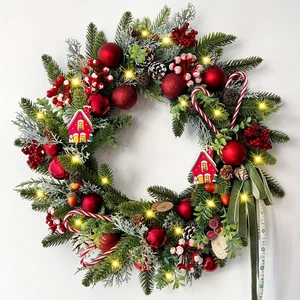 Hot Sale Christmas Wreath, Pine & Cypress Garland with Bells, Winter Front Door Wall Hanging Decor