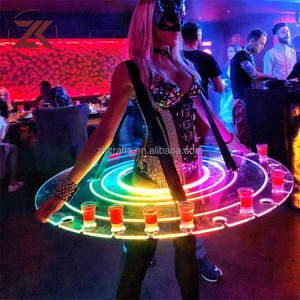 ZKAI Shiny Sequin Glitter Party Clubwear Acrylic Champagne Glow LED Light up Champagne Skirt for Party Wedding Decor