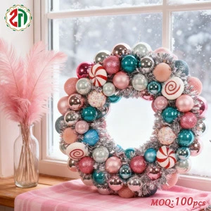 Creations Christmas Ornament Wreath Colorful Balls Festive Holiday Decor Modern Theme Indoor Outdoor Various Use