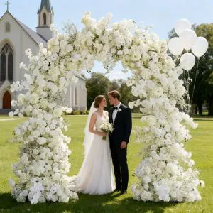 2 * 2.4m Cherry Blossoms Roses Starry Sky Arch Flower Wedding Background Stage Decoration Simulated Flowers Artificial Flowers