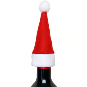 2025 Factory wholesale soft felt mini Santa hats red Christmas hat for wine bottle decoration knife sleeve