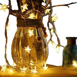 Star Fairy Lights 6M 40Pcs LED Battery-Powered Dimmable String Lights Two Modes Warm White Christmas Wedding Birthday Party