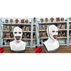 Halloween Face Masks Silicone Lifelike Scary Clown Masks High Quality Soft Comfortable Wearable Head Masks Art