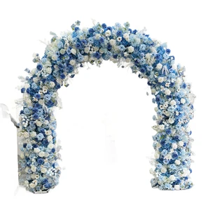Wholesale High Quality Romantic Blue and White Artificial Arch Flower Arched for Wedding Lawn Background Decoration